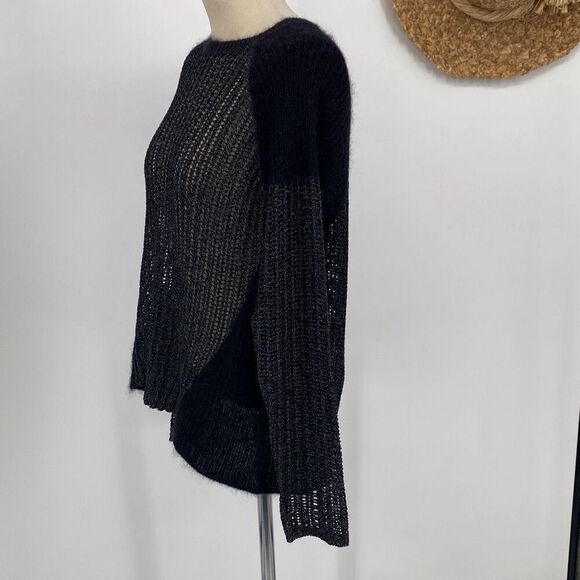 Eileen Fisher Project L Mohair Viscose Wool Blend‎ Metallic Open Knit Round Neck - Picture 3 of 16